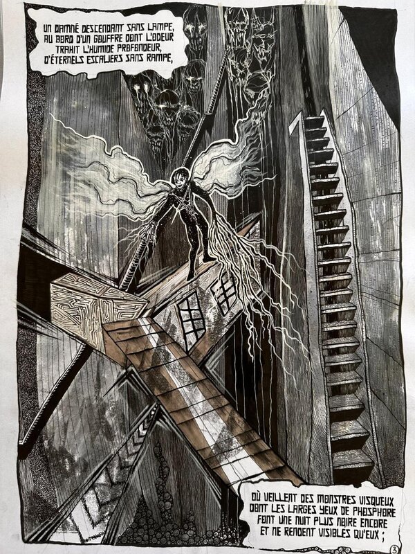 Gama Benzeno, L'irrémédiable - CHARLES BAUDELAIRES, planche originale 3/5 - Illustration originale