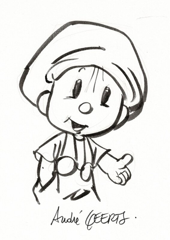 André Geerts, Jojo, dessin original au feutre fin - Dédicace