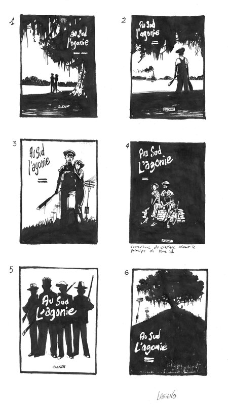 Hugues Labiano, Au Sud, l'agonie - essais de couverture - Œuvre originale