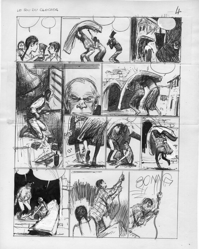 René Follet, Les ZINGARI. Le fou du clocher p4 - Original art