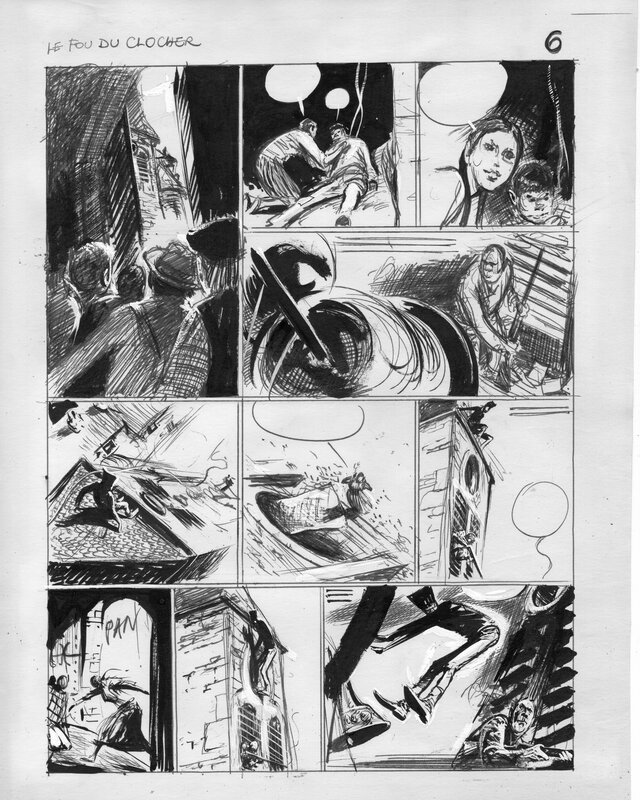 René Follet, Les ZINGARI. Le fou du clocher p6 - Œuvre originale