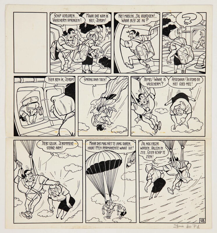 En vente - Willy Vandersteen, Eduard De Rop, Jerom de vreemde verzameling - Planche originale