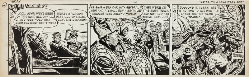 En vente - George Wunder, Terry et les Pirates daily 28/10/48 - Planche originale