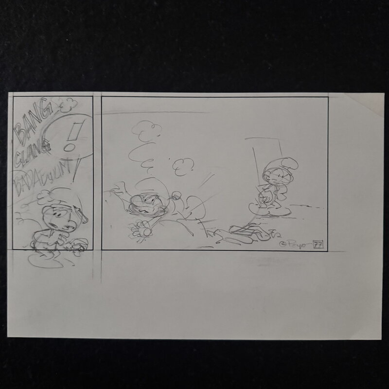Bande originale des Schtroumpfs, signée Peyo - Planche originale