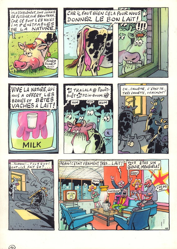 En vente - Johan De Moor, La Vache Peaux De Vache pl.10 - Planche originale