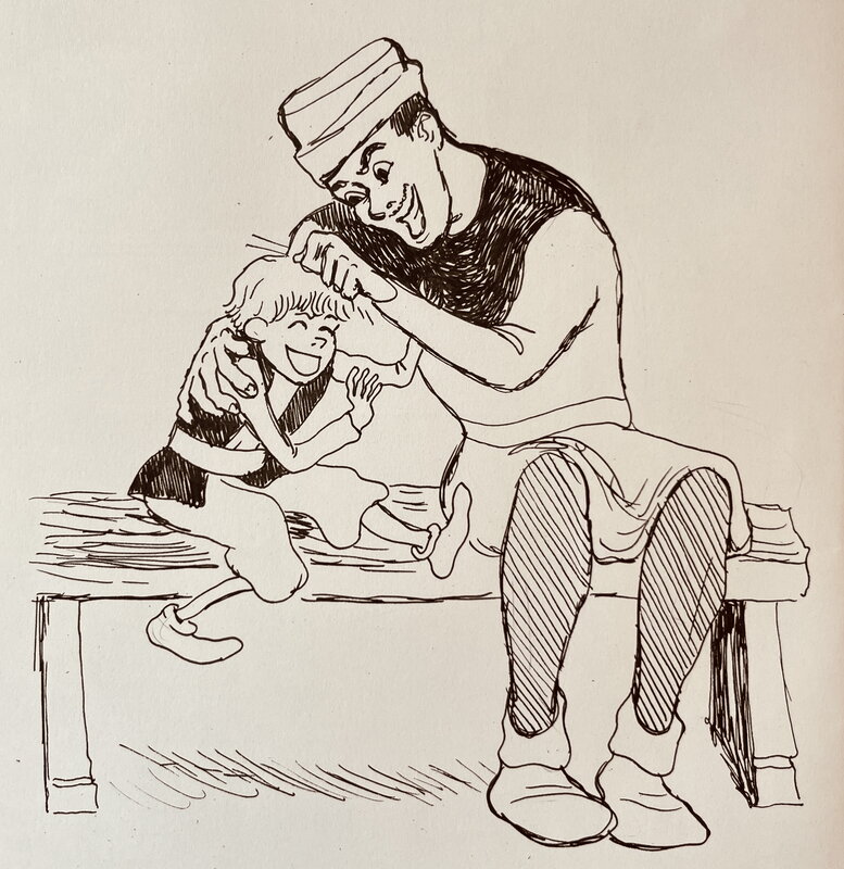 Frères jouant by Pavel Bart - Original Illustration