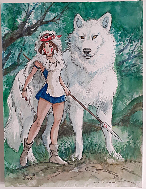 Princesse Mononoké par Enrico Marini, Hayao Miyazaki - Illustration originale