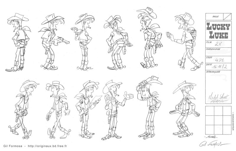 Gil Formosa, Morris, René Goscinny, Luky LUKE - Model Sheet - Œuvre originale