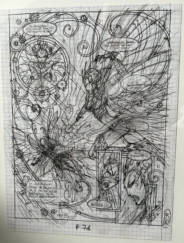Olivier Ledroit, Crayonné original WIKA Tome 3 page 71 - Œuvre originale
