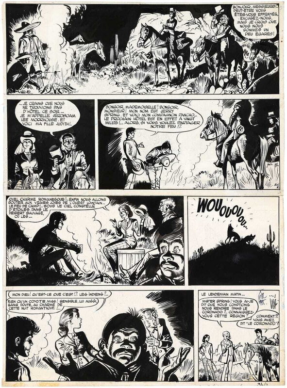 Jijé, Jean Giraud, Philip, Jerry Spring p34 T11 - Planche originale
