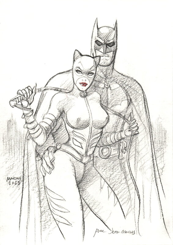 Catwoman & Batman par Enrico Marini - Illustration originale