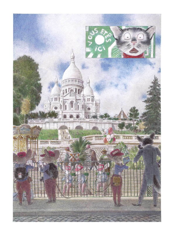 En vente - Andréi Arinouchkine, Le chat-peintre. Planche 34 - Planche originale