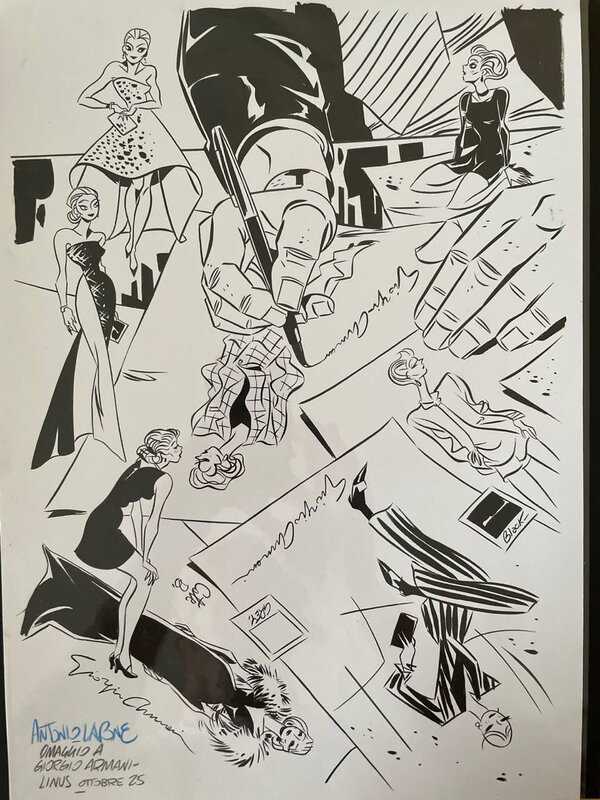 Antonio Lapone, Omaggio a Giorgio Armani - Original Illustration