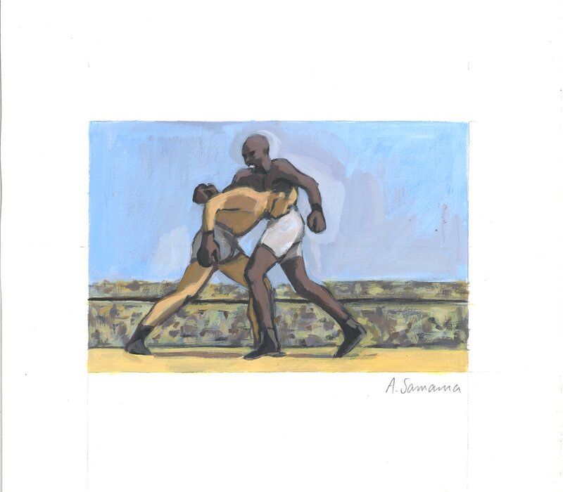 En vente - Aude Samama - Illustration Boxe - Illustration originale