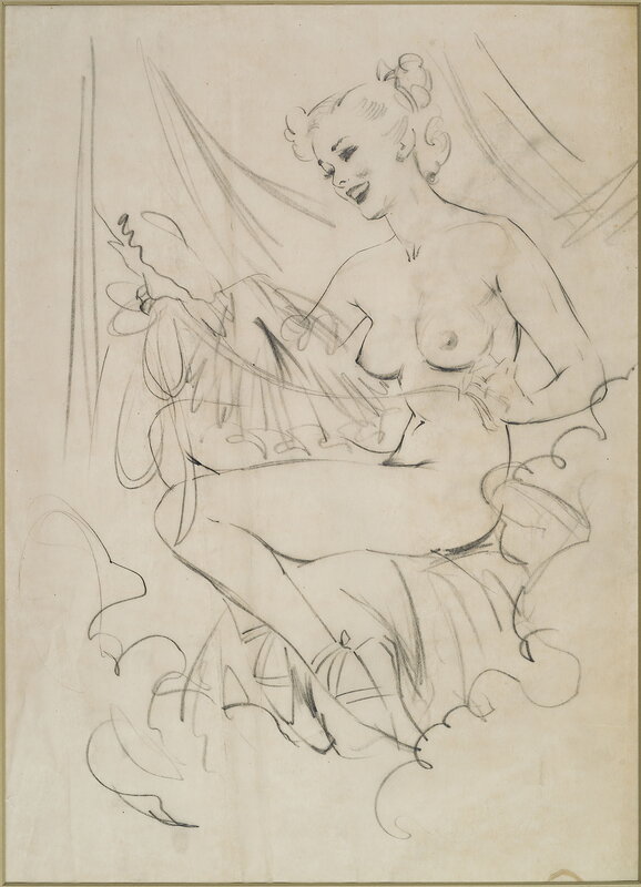 Elvgren's Prelim Drawing for 'Modern Venus' 1951 Calendar - Œuvre originale