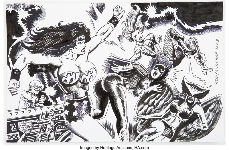 Ken Landgraf, Wonder Woman vs DC Women Illustration Original Art (2023) - Planche originale