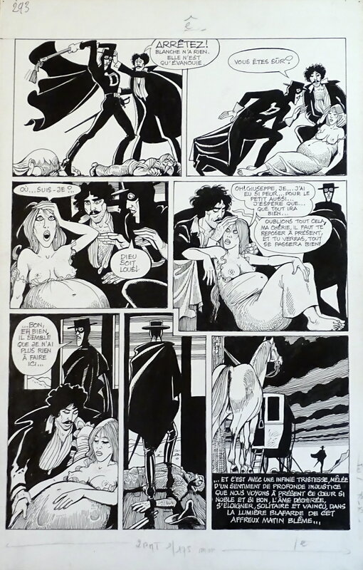 En vente - Georges Pichard, Blanche Epiphanie Le Cavalier Noir - Planche originale
