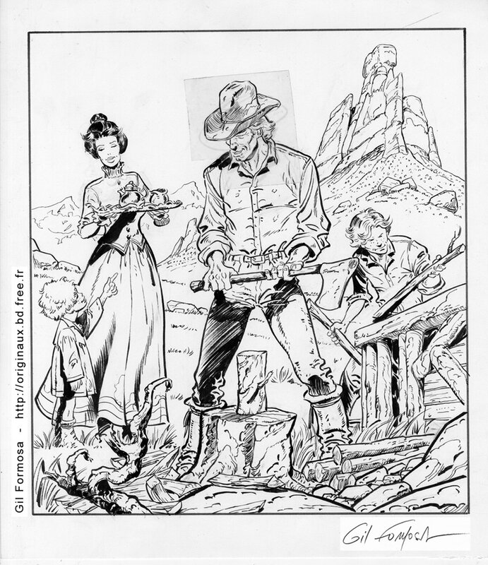 Gil Formosa, Jean Giraud, Publicité style Blueberry - Planche originale