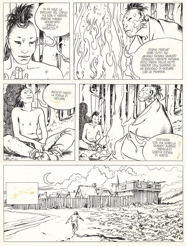 Un été indien page par Milo Manara, Hugo Pratt - Planche originale