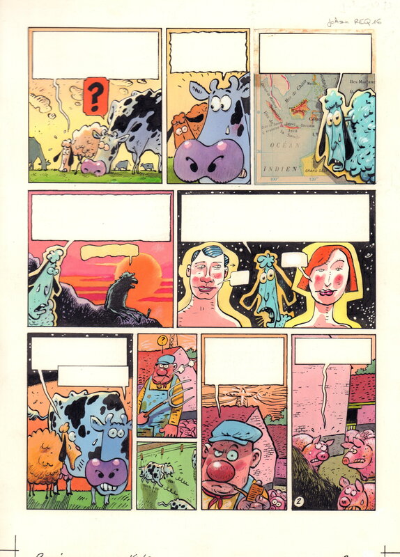 En vente - Johan De Moor, Lait Entier Requiem Pour Une Vache pl.16 - Planche originale