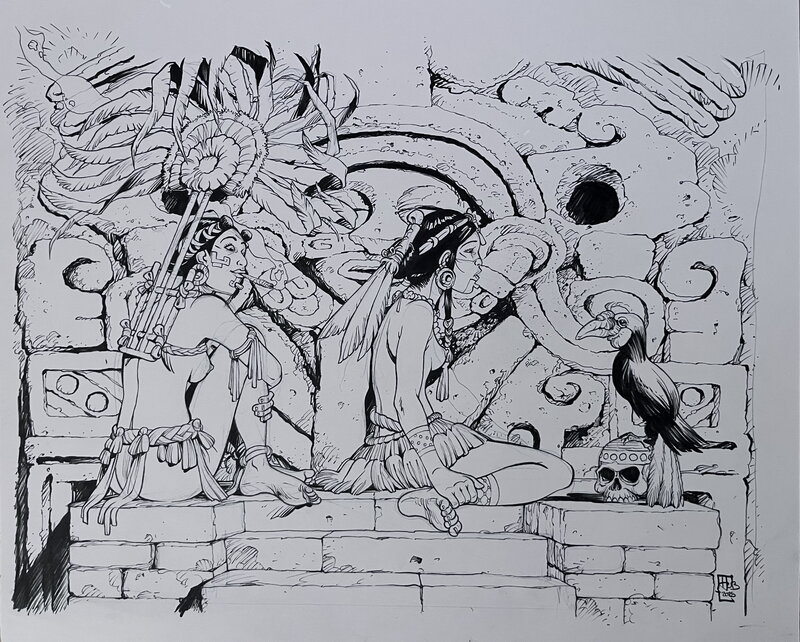 Le calao par HUB ( LE SERPENT ET LA LANCE ) - Original Illustration