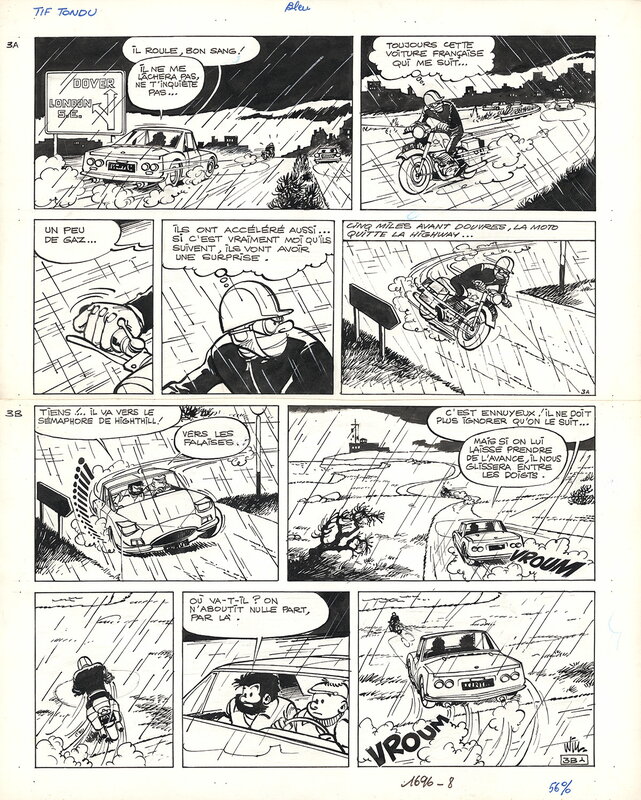 Will, Maurice Tillieux, Tif et Tondu - Le roc maudit - Planche originale