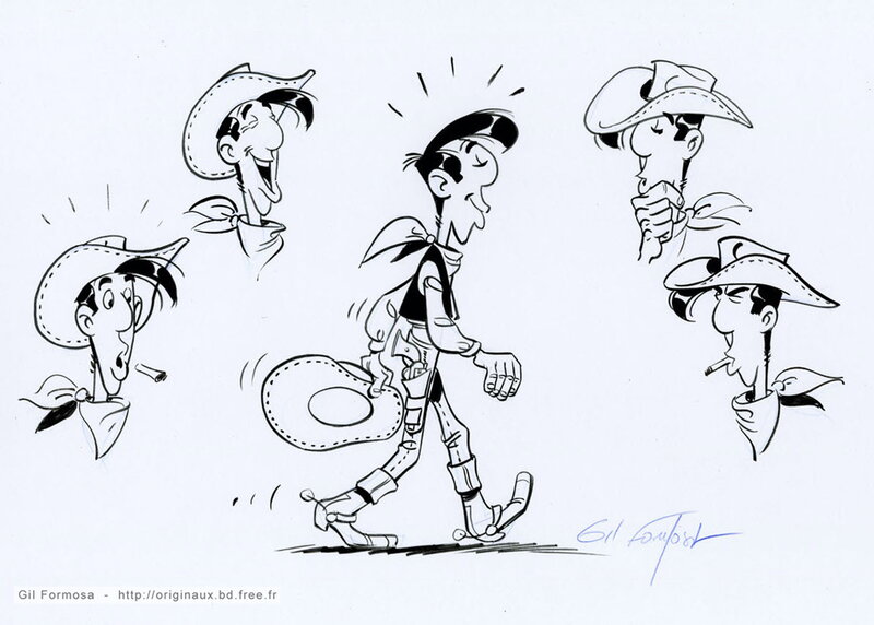 Gil Formosa, Morris, René Goscinny, Lucky LUKE Attitudes - Planche originale