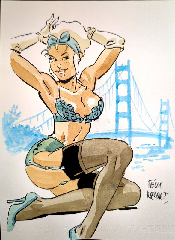 Félix Meynet, Mirabelle à New York - Original Illustration