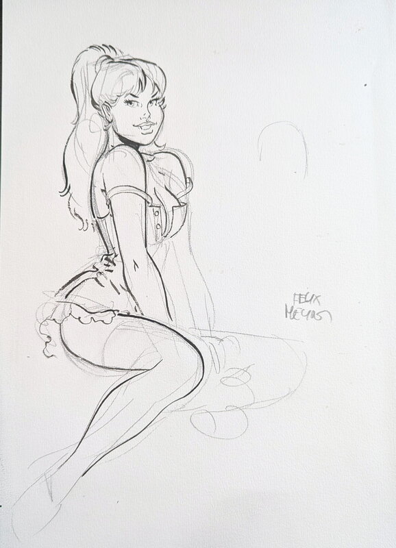 Mirabelle en corset by Félix Meynet - Original art