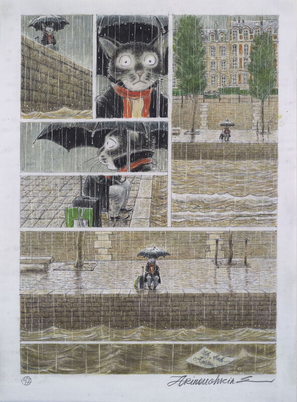Andréi Arinouchkine, The Sky is Crying avec 'Le Chat' p.47 - Original Illustration