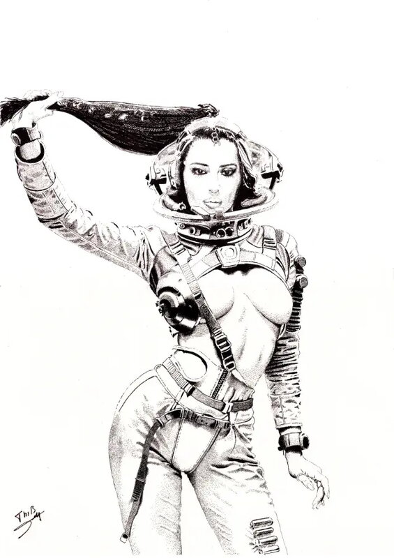 Space girl 2 par Thib - Illustration originale