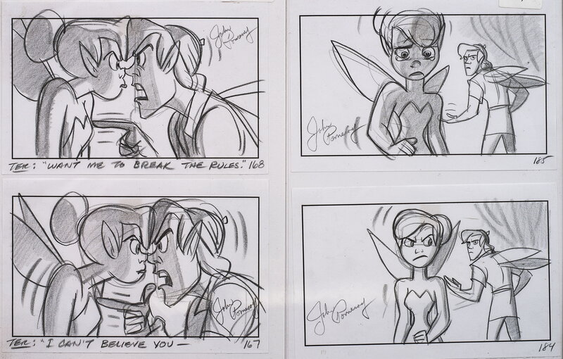 John Pomeroy, Tinkerbell and Terry lose it in her 2009 Disney movie - Original art