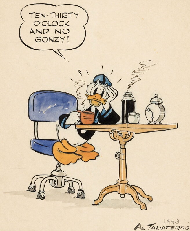 En vente - Al Taliaferro - Donald Duck - 1943 - Color Illustration - Illustration originale