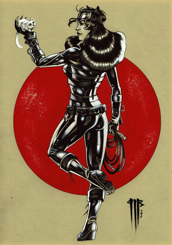 En vente - La belle CatWoman par Philippe Bringel - Illustration originale