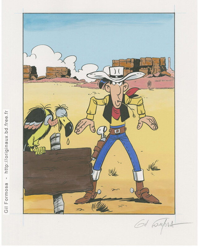 Lucky LUKE - Quick by Gil Formosa, Morris, René Goscinny - Original Illustration