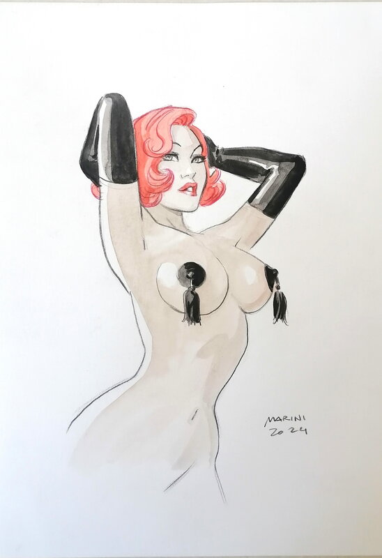 En vente - Noir burlesque par Enrico Marini - Illustration originale
