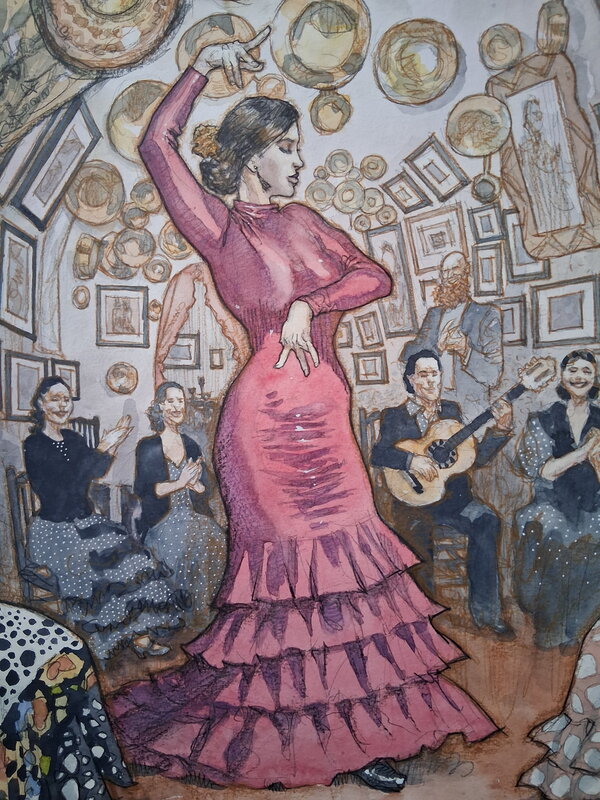 Sergio Bleda, Juerga flamenca en el Sacromonte - Illustration originale