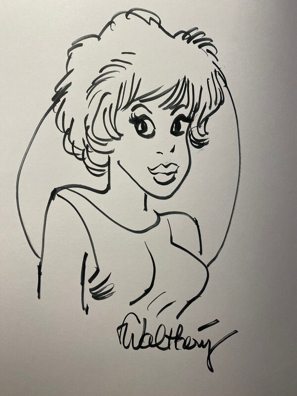 François Walthéry, dédicace originale figurant Natacha, 