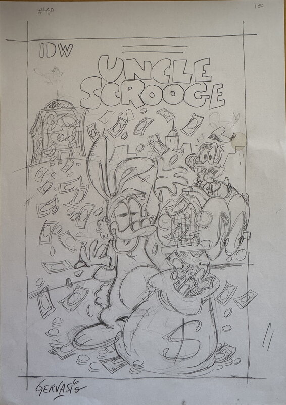 Marco Gervasio, Disney - Couverture (variante A) - Uncle Scrooge 450A (The Cursed Cell Phone) - Planche originale