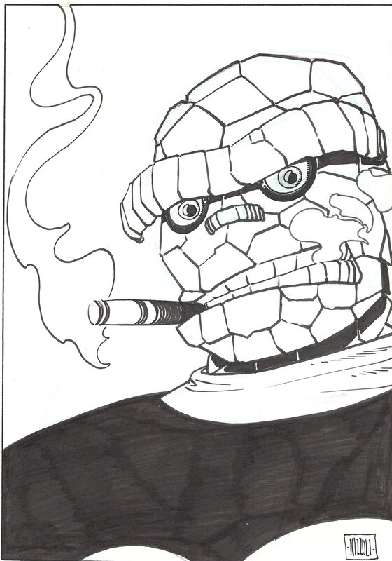 En vente - Marco Nizzoli, La chose ( the thing) illustration carte de poker , l'as de carreau - Illustration originale
