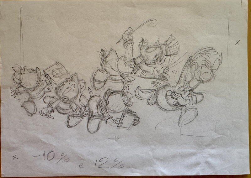 Romano Scarpa, Couverture (crayonné) - Aventures à Eurodisney - Original Cover