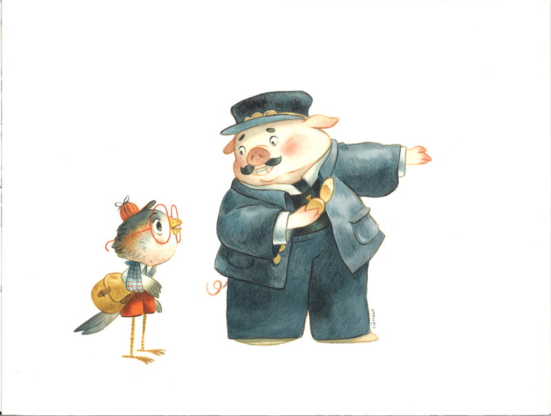 En vente - Clément Lefèvre - Edgar et le contrôleur - Illustration originale