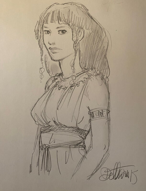 Isabelle Dethan, dessin dédicacé, portrait de 