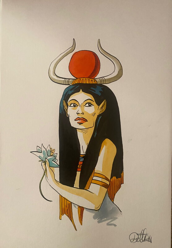 Isabelle Dethan, illustration originale, Déesse Hathor. - Original Illustration