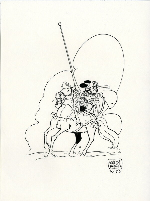 For sale - Mickey chevalier by Thierry Martin - Original Illustration