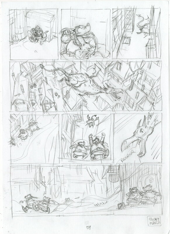 En vente - Thierry Martin, Story board pl 59 Mickey et les mille Pat - Œuvre originale