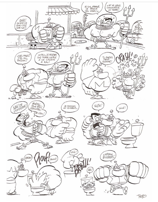 Tébo, Captain Biceps L'invulnérable, Tome 3, 2006 - Planche originale