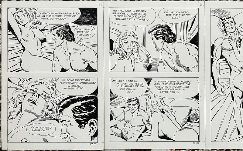 Carlo Panerai, Cimiteria and Quasimodo discuss business, 1982 - Illustration originale