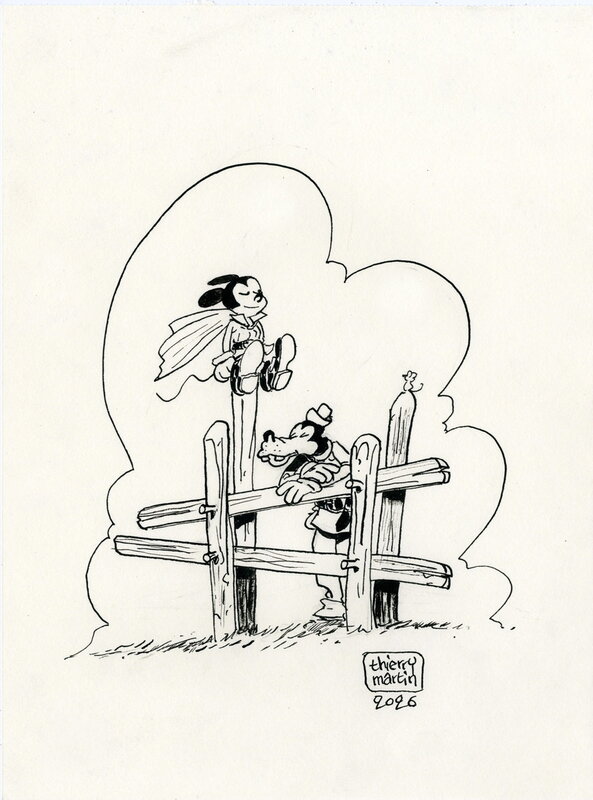 For sale - Thierry Martin, Mickey et Dingo Flanneur - Original Illustration