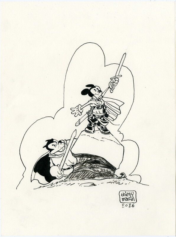 For sale - Thierry Martin, Mickey et Pat en embuscade - Original Illustration